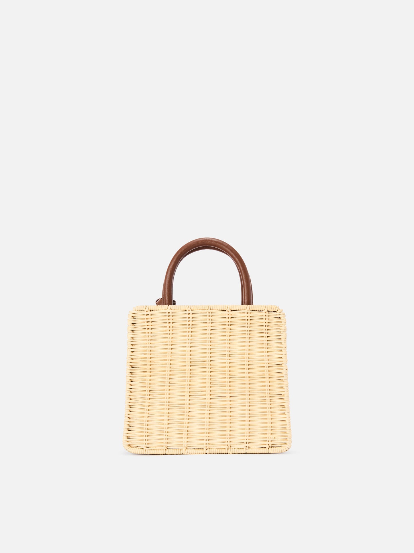 Structured Shop Mini bag in wicker with brown leather details