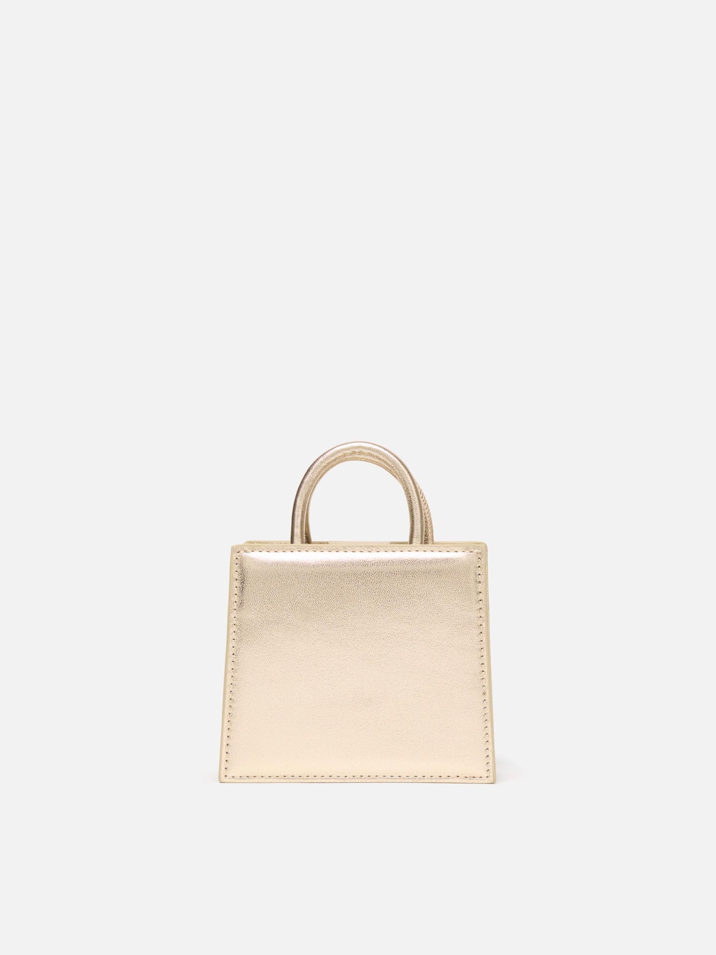 Shop Bag Micro in gold laminated leather