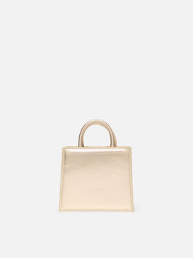 Shop Bag Micro in gold laminated leather