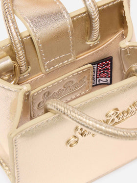 Shop Bag Micro in gold laminated leather