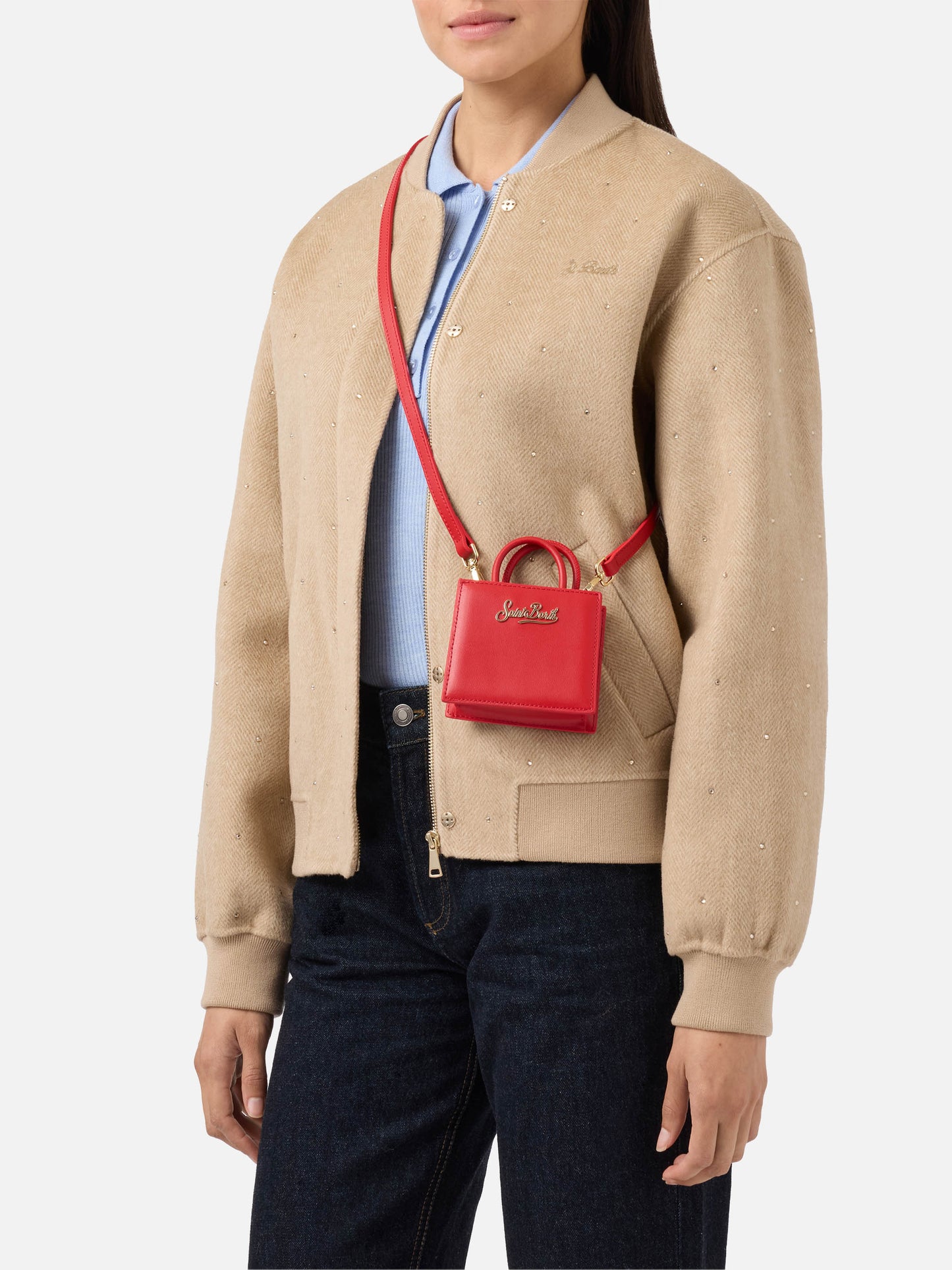 Shop Bag Micro Handtasche aus rotem Leder