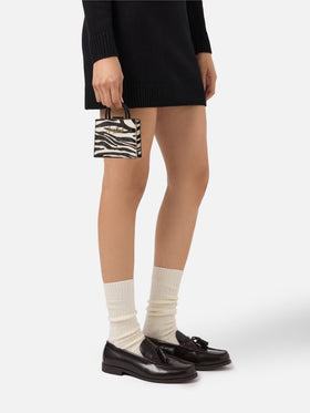 Micro borsa Shop Bag Micro in pelle e cavallino zebrato