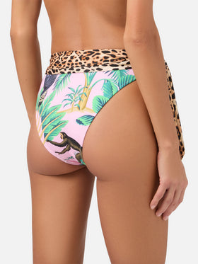 Swim briefs Sienna with tropical print and sash