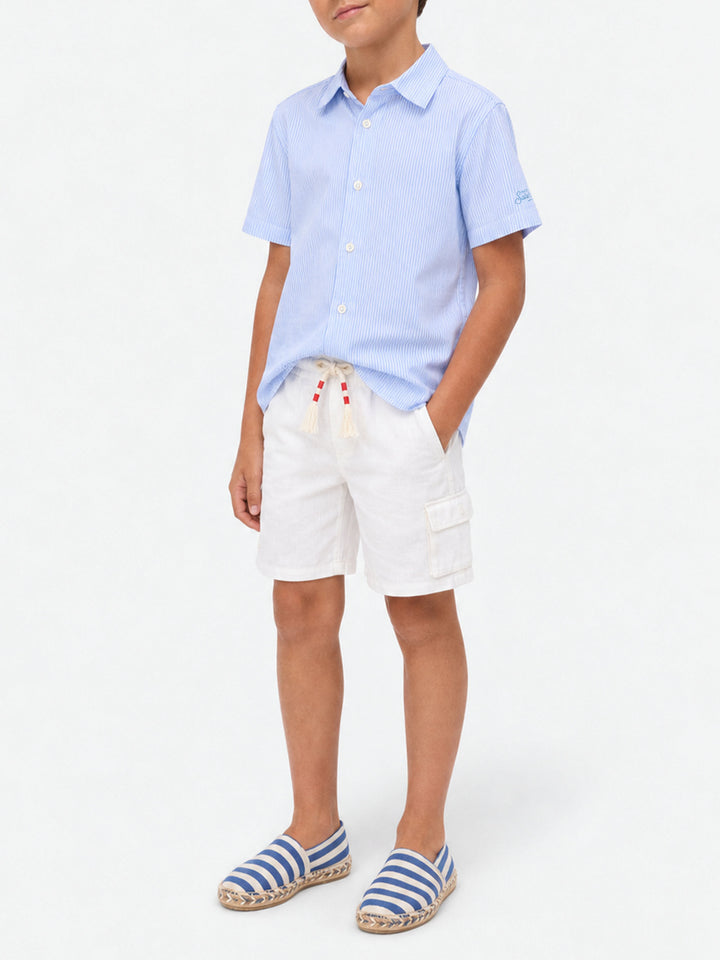 Chemise rayée Sifnos Jr avec broderie et imprimé Snoopy | Édition spéciale 