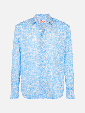 Man muslin cotton shirt Sikelia with micro flower print - MC2 Saint Barth