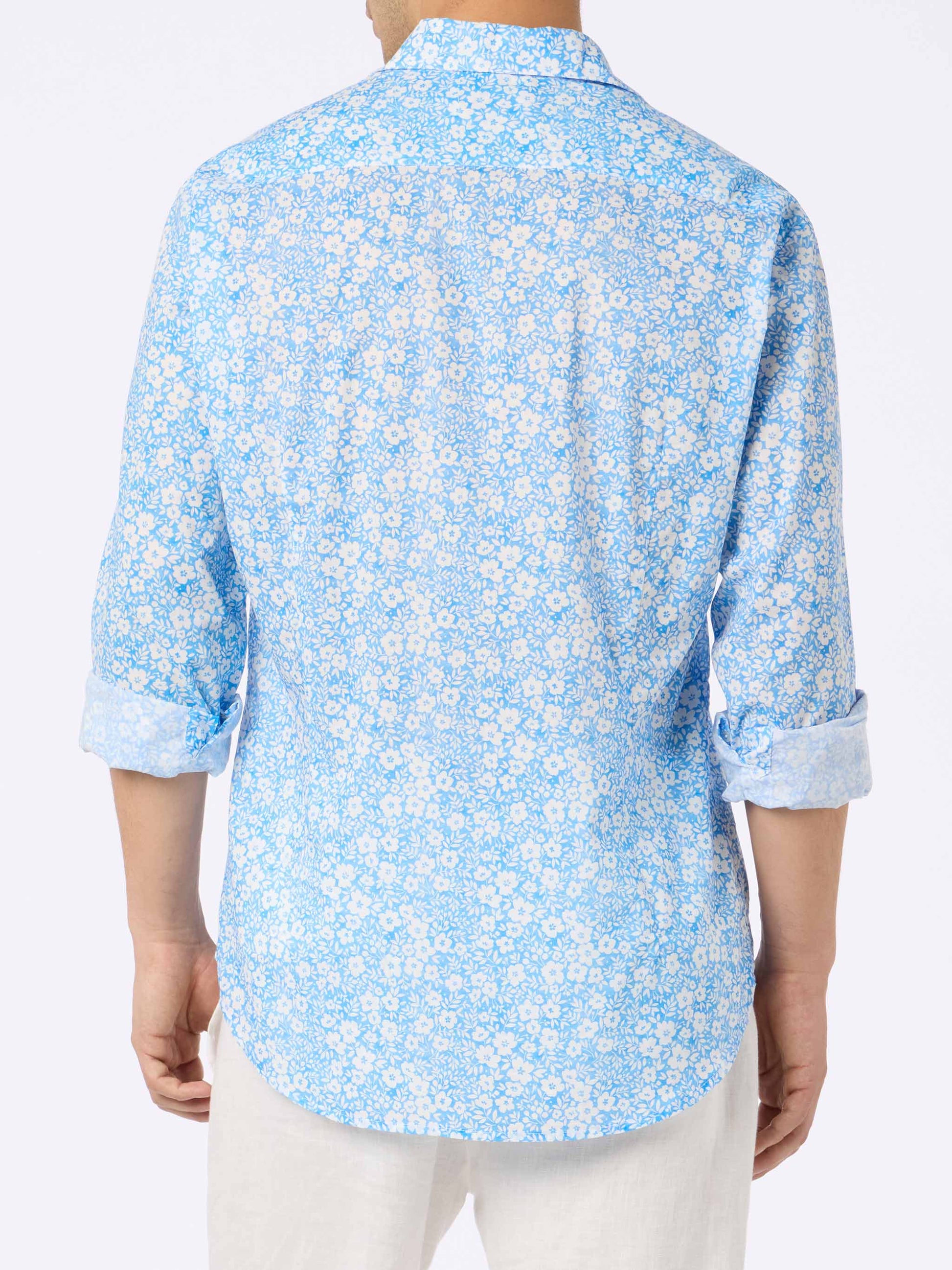 Man muslin cotton shirt Sikelia with micro flower print - MC2 Saint Barth