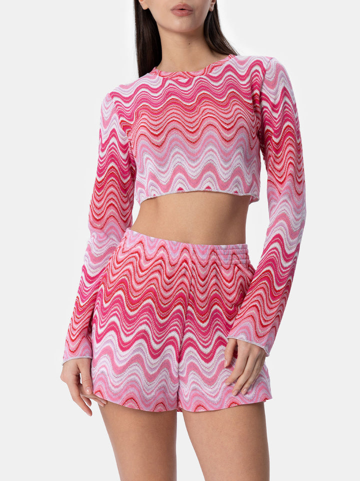 Damen Cropped-T-Shirt aus Raschelstrick Siviglia 