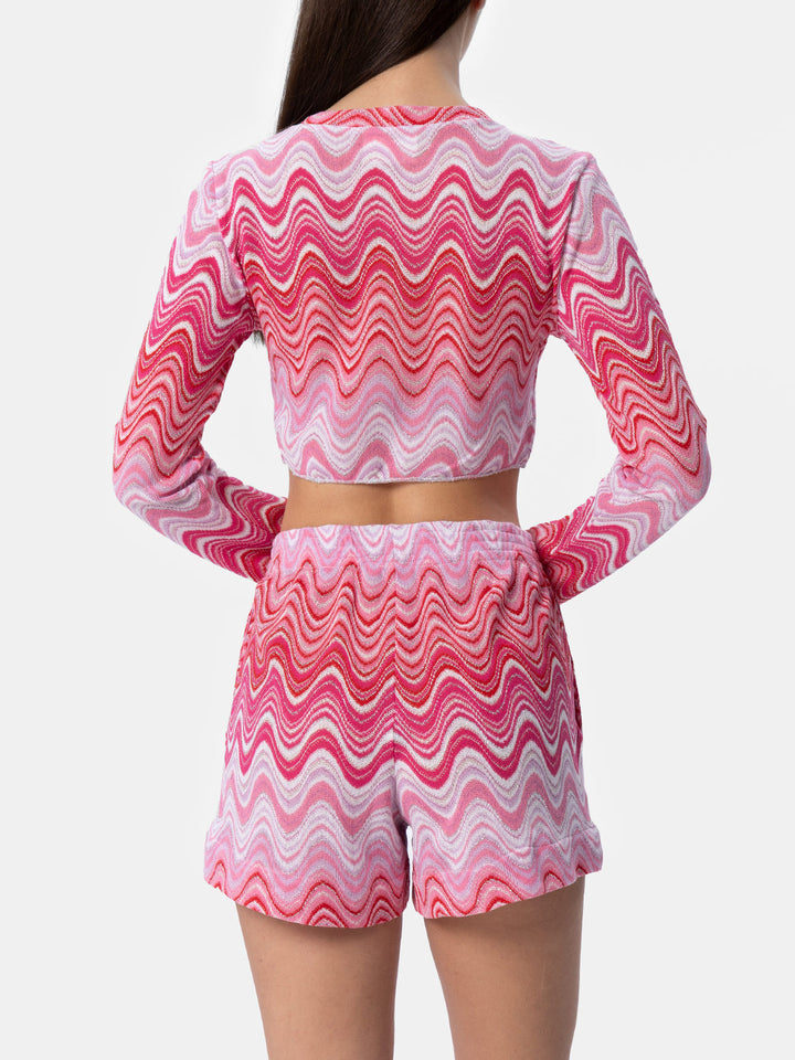 Damen Cropped-T-Shirt aus Raschelstrick Siviglia 