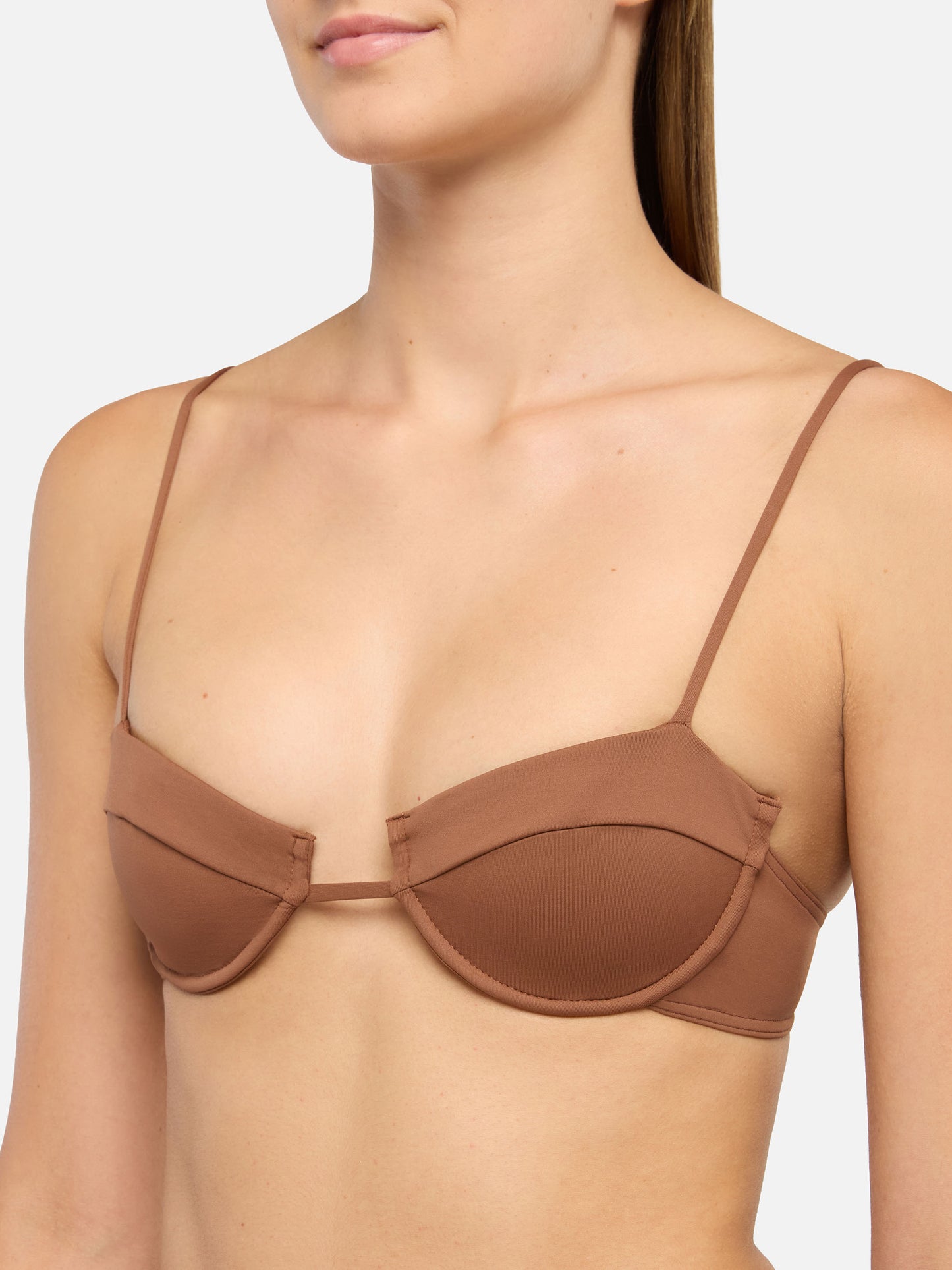 Underwired bralette bikini Salina Noelle with cheeky swim briefs in brown
