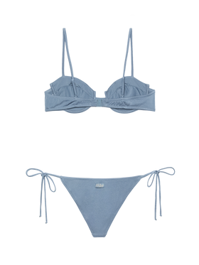 Marielle shimmeravio blue classic swim briefs - Salina avio blue underwired bralette - MC2 Saint Barth