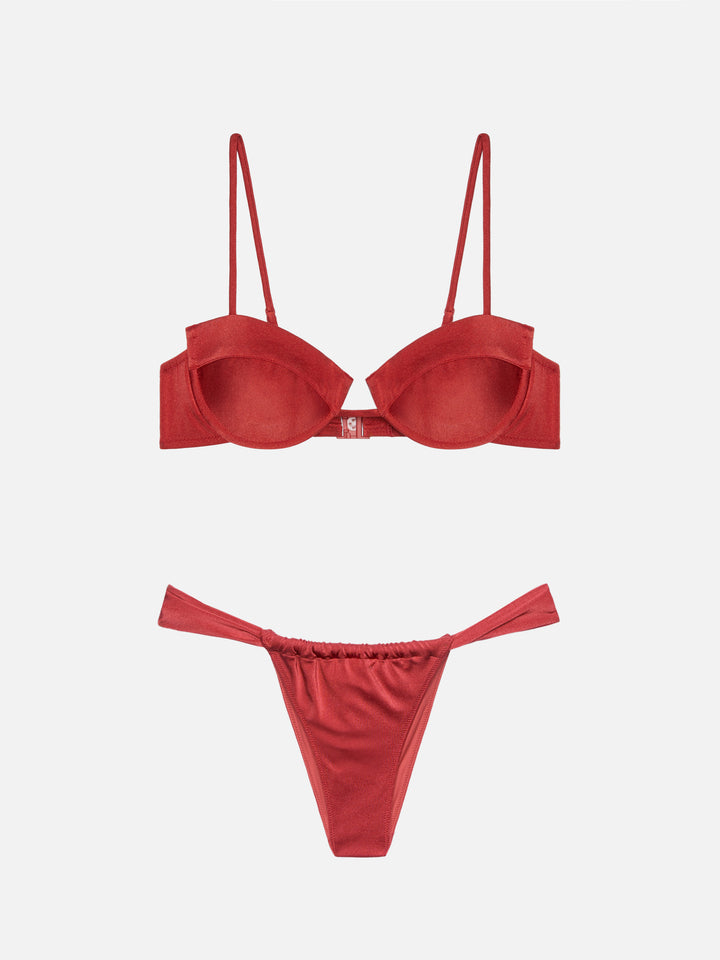 Bügel-Bralette-Bikini Salina Noelle mit frechem Bikinihöschen in schimmerndem Ziegelrot