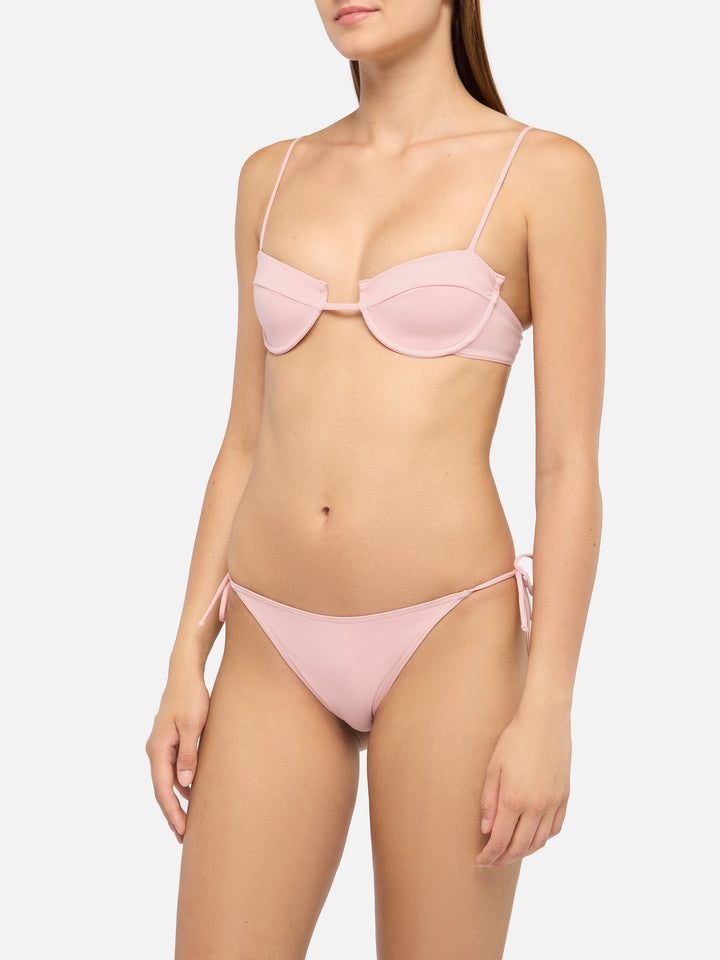 Virgo pink classic swim briefs                                                          - Salina pink underwired bralette