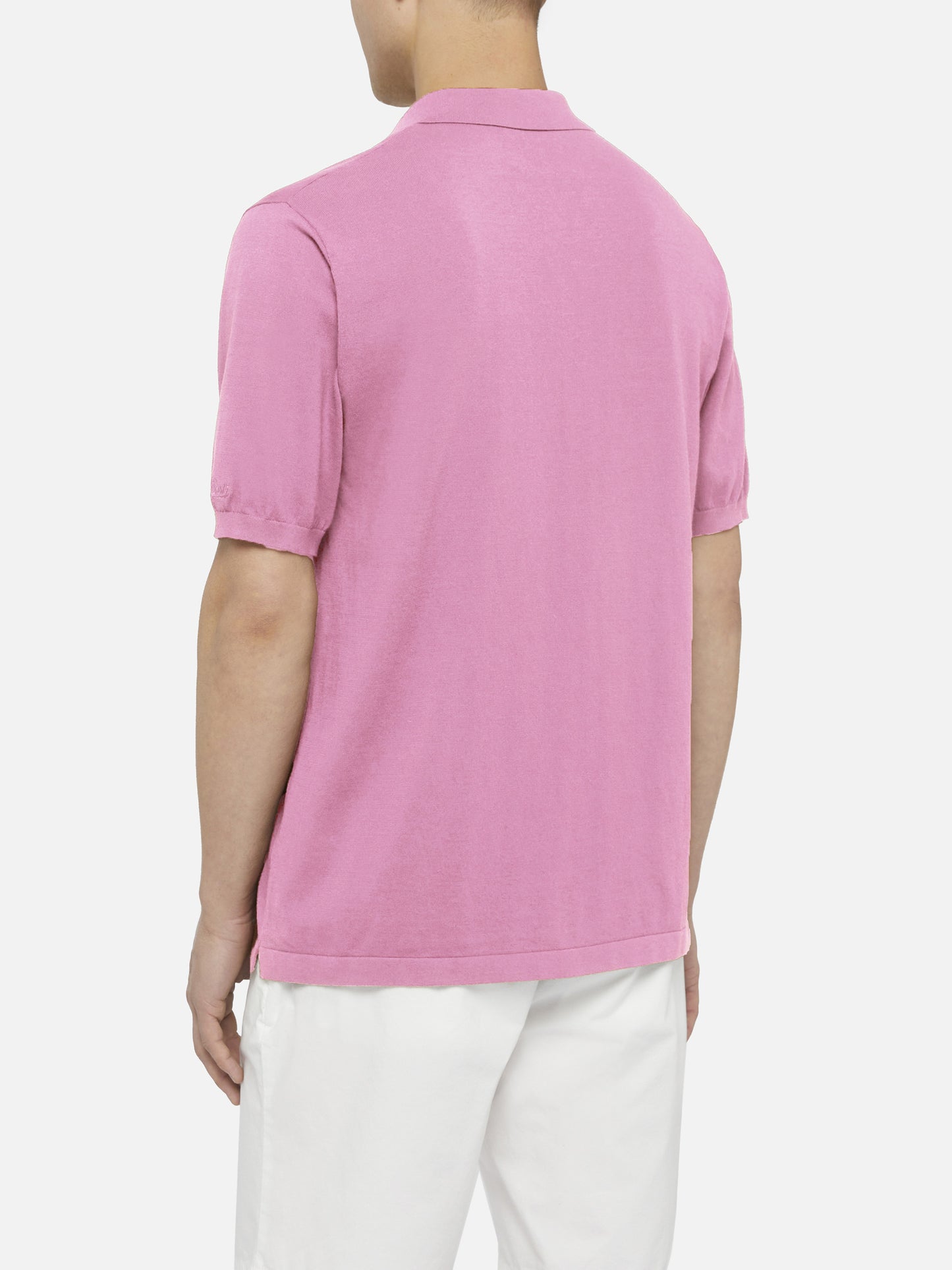 Sloan bubble pink buttonless knitted polo shirt