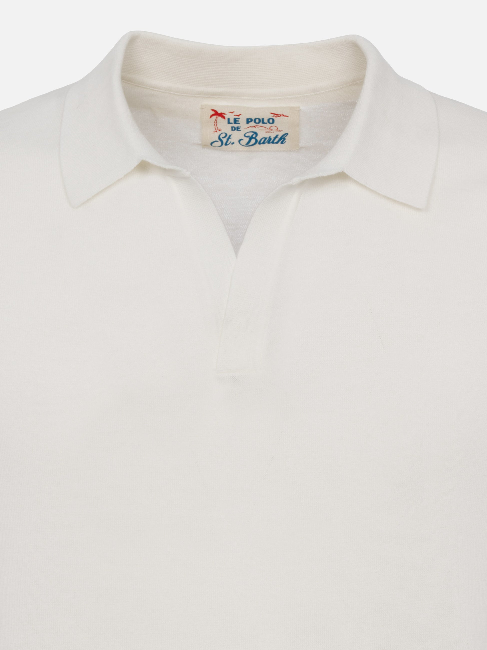 Sloan white buttonless knitted polo shirt - MC2 Saint Barth