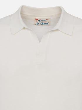 Sloan white buttonless knitted polo shirt - MC2 Saint Barth