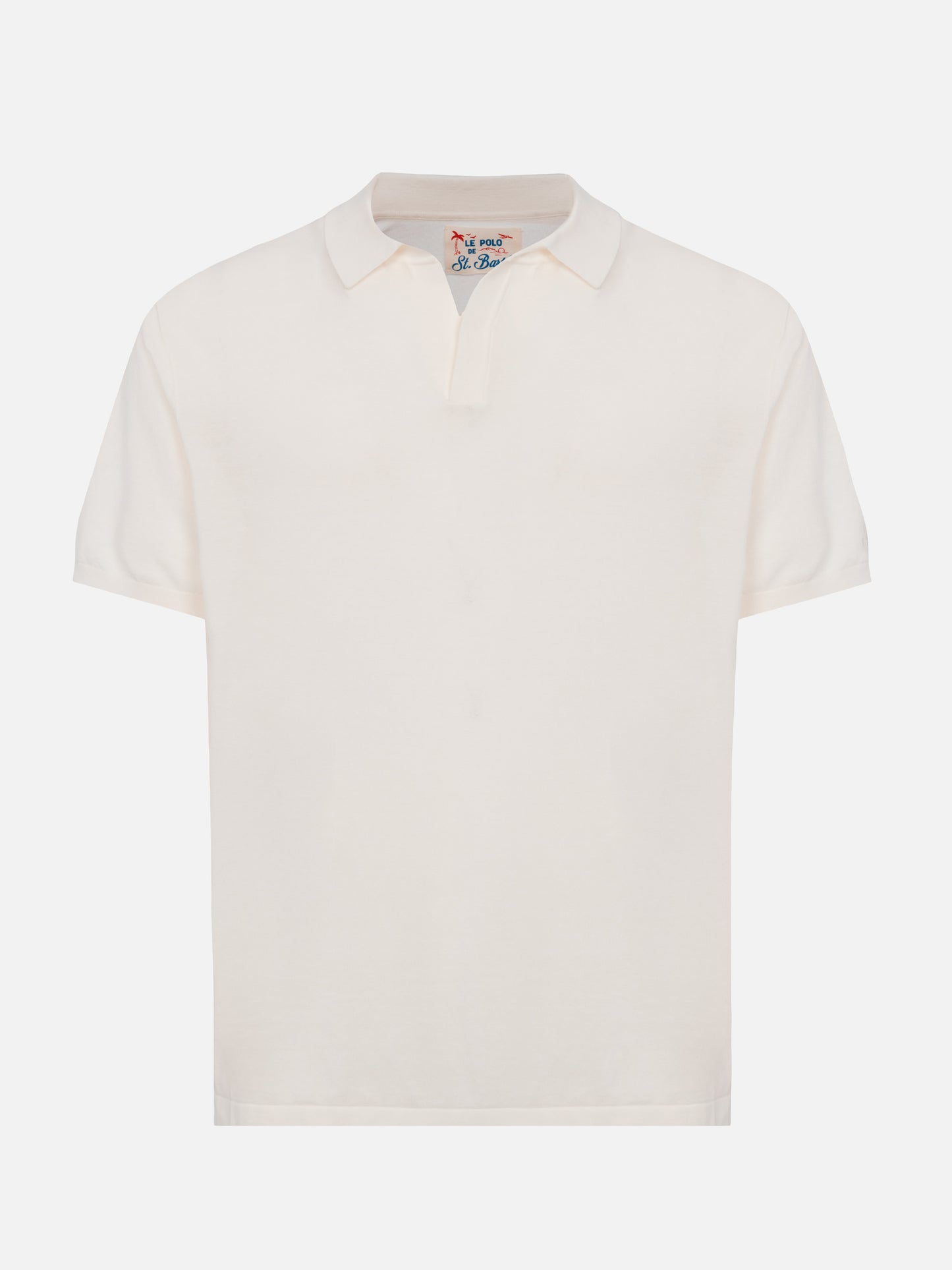Sloan white buttonless knitted polo shirt - MC2 Saint Barth