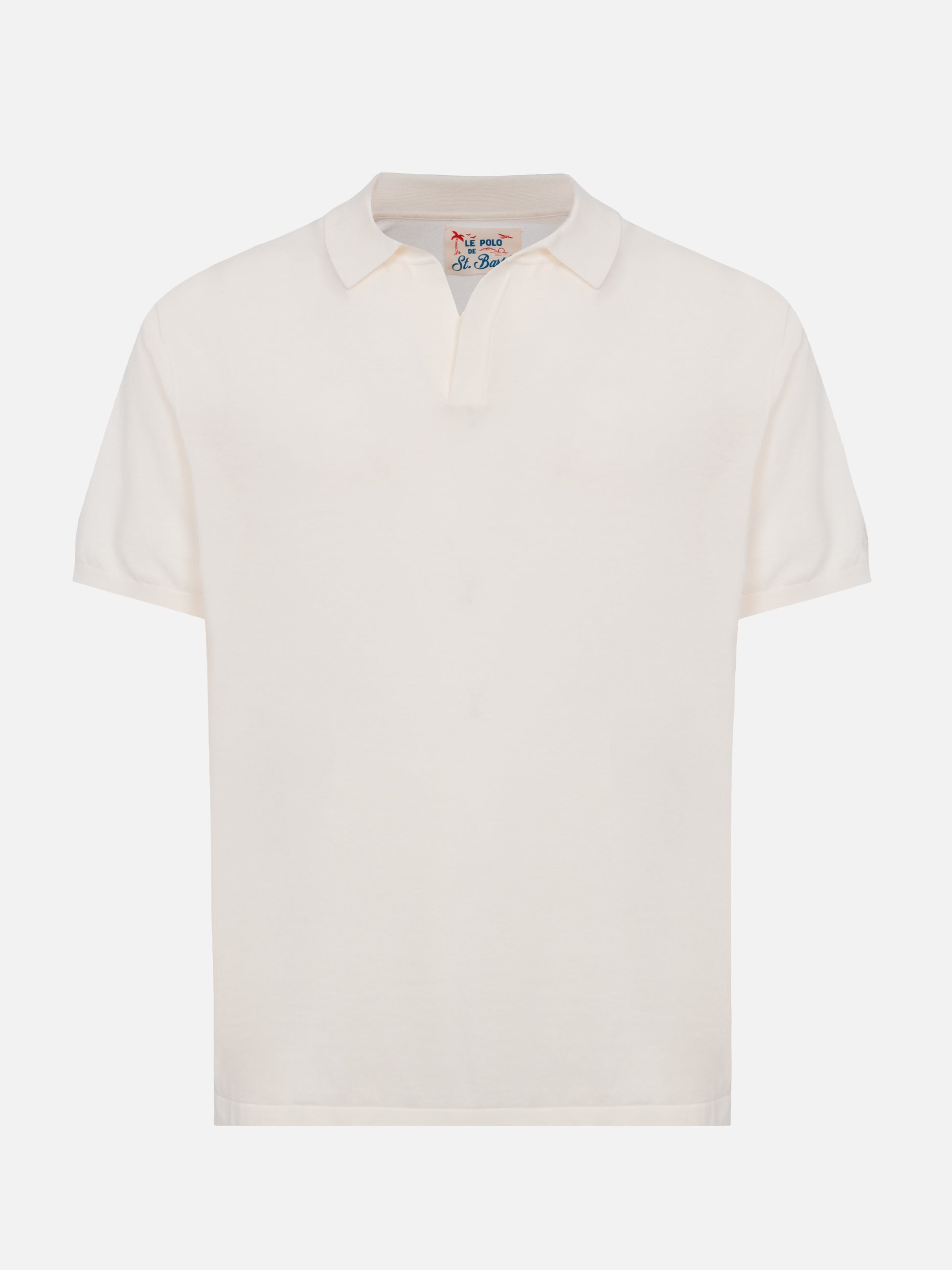 Sloan white buttonless knitted polo shirt - MC2 Saint Barth