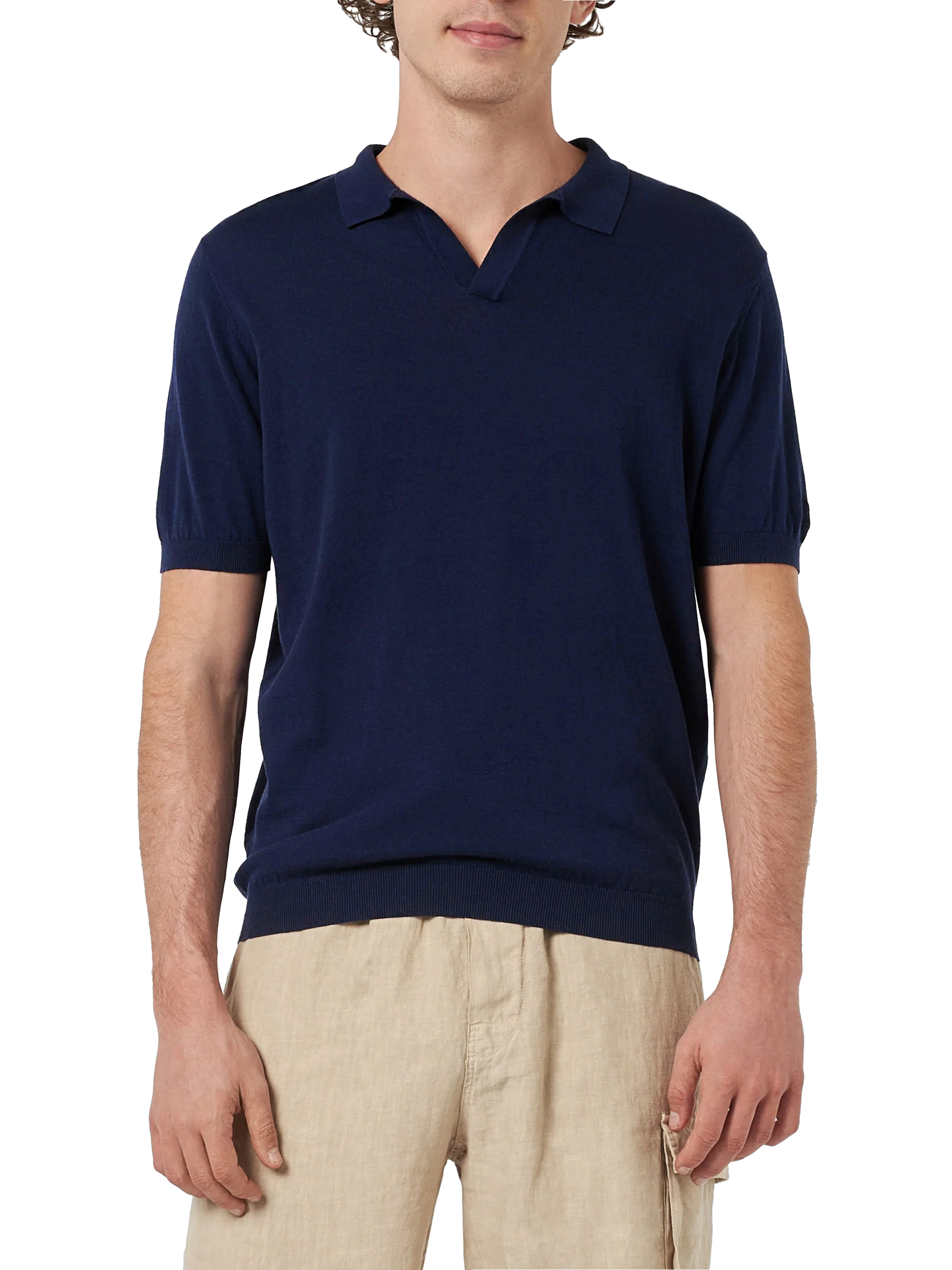 Navy blue buttonless knitted polo shirt Sloan - MC2 Saint Barth