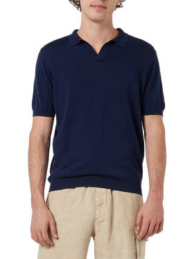 Navy blue buttonless knitted polo shirt Sloan - MC2 Saint Barth