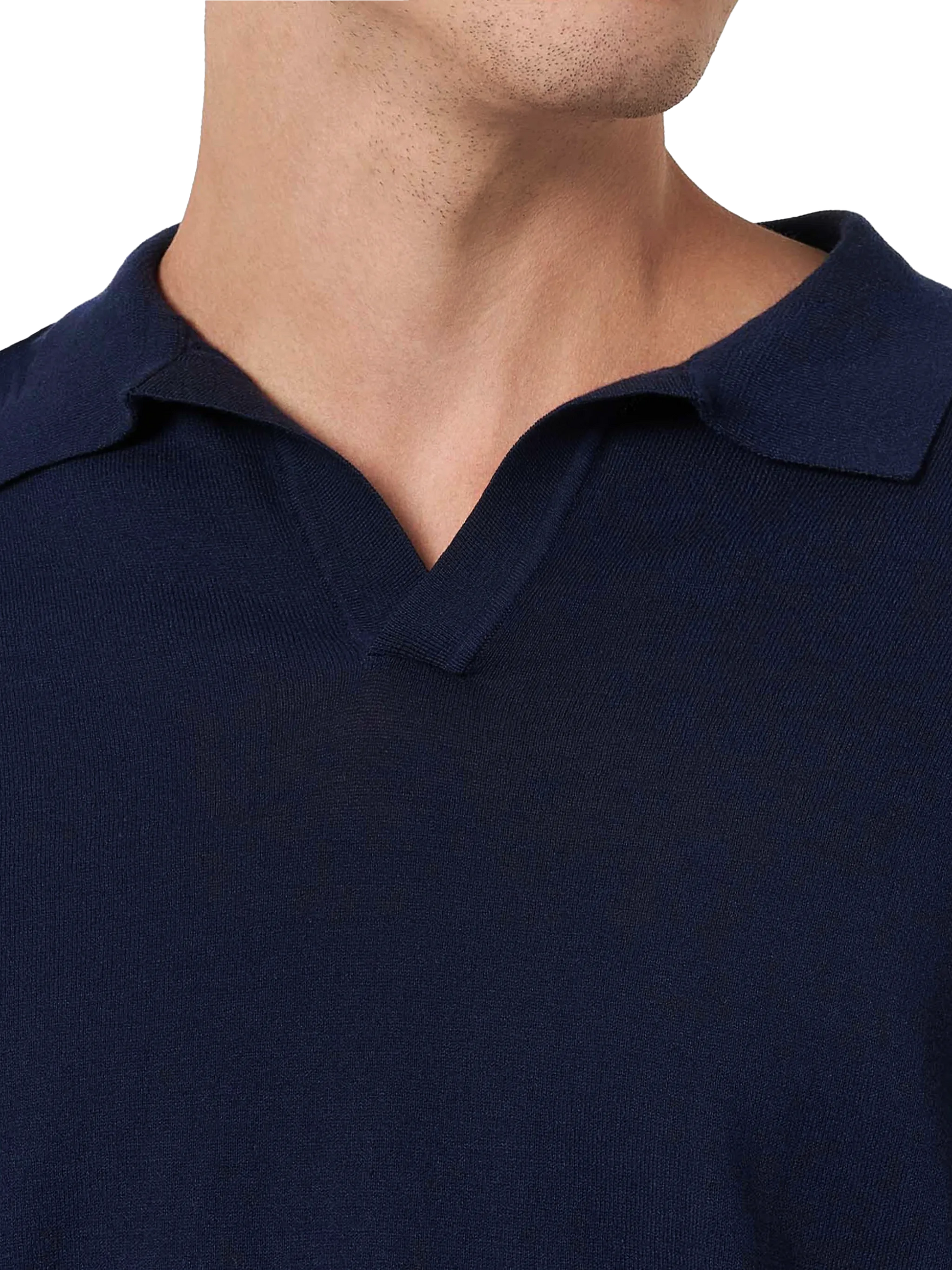 Navy blue buttonless knitted polo shirt Sloan - MC2 Saint Barth