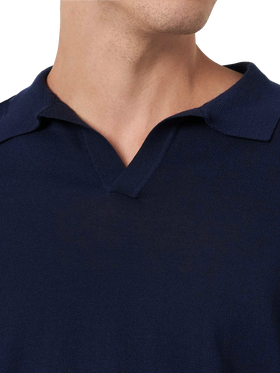 Navy blue buttonless knitted polo shirt Sloan - MC2 Saint Barth