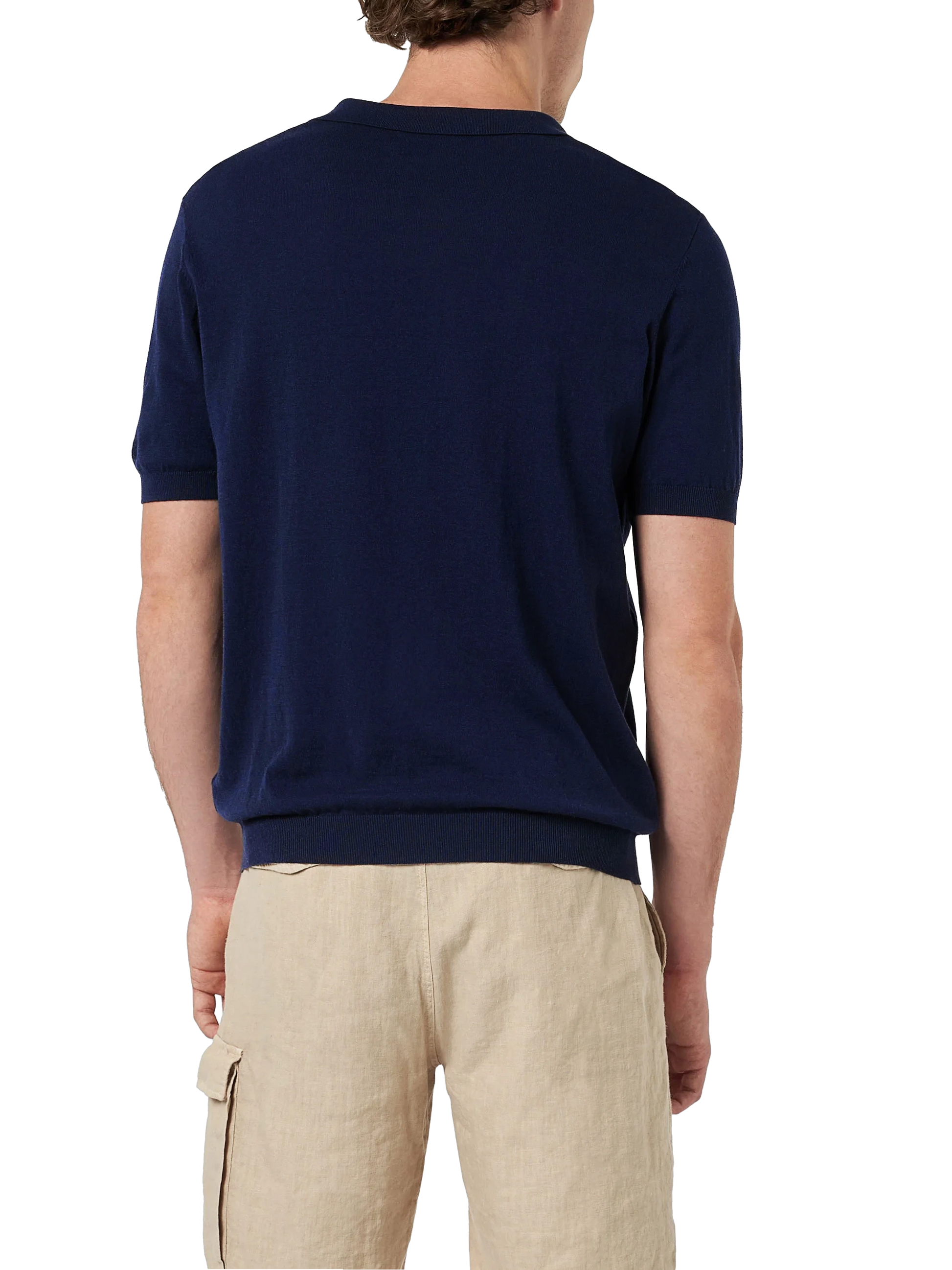 Navy blue buttonless knitted polo shirt Sloan - MC2 Saint Barth
