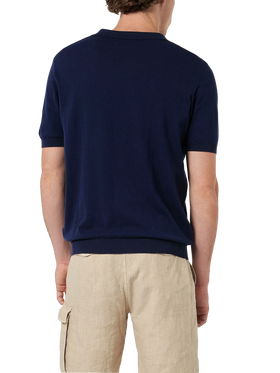 Navy blue buttonless knitted polo shirt Sloan - MC2 Saint Barth
