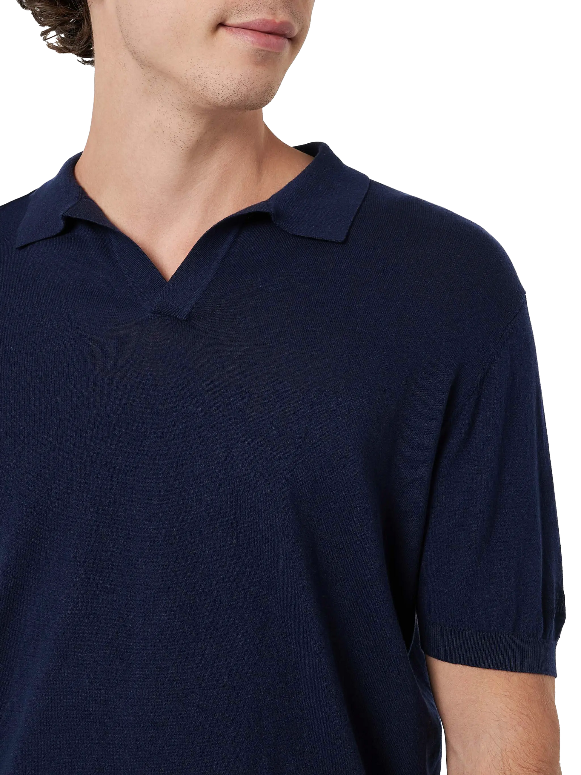 Navy blue buttonless knitted polo shirt Sloan - MC2 Saint Barth