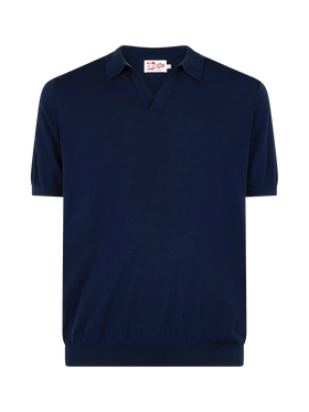 Navy blue buttonless knitted polo shirt Sloan - MC2 Saint Barth