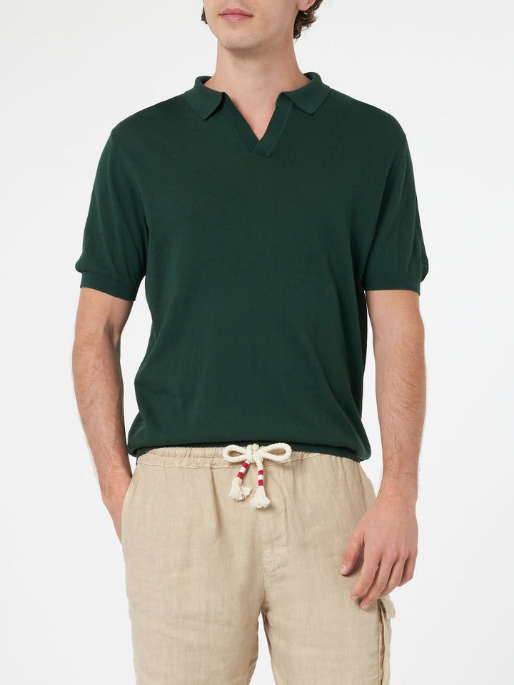 British green buttonless knitted polo shirt Sloan - MC2 Saint Barth