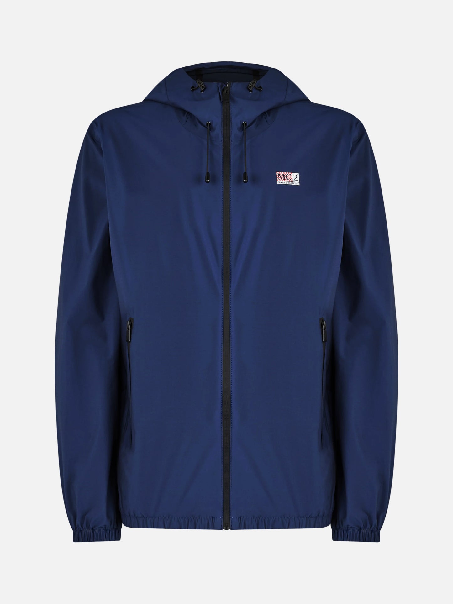 Man hooded lightweight navy blue fabric windbreaker Sloop