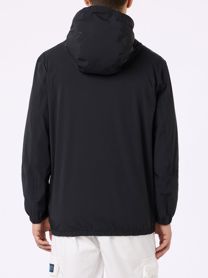 Man hooded lightweight black fabric windbreaker Sloop - MC2 Saint Barth