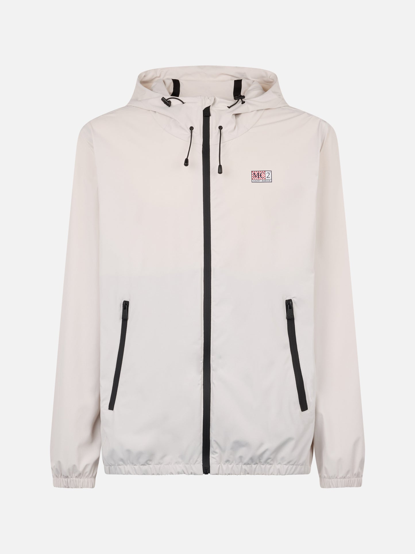 Man hooded lightweight ice white fabric windbreaker Sloop - MC2 Saint Barth