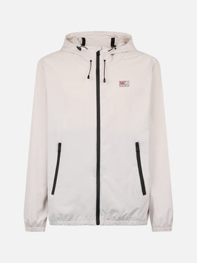 Man hooded lightweight ice white fabric windbreaker Sloop - MC2 Saint Barth