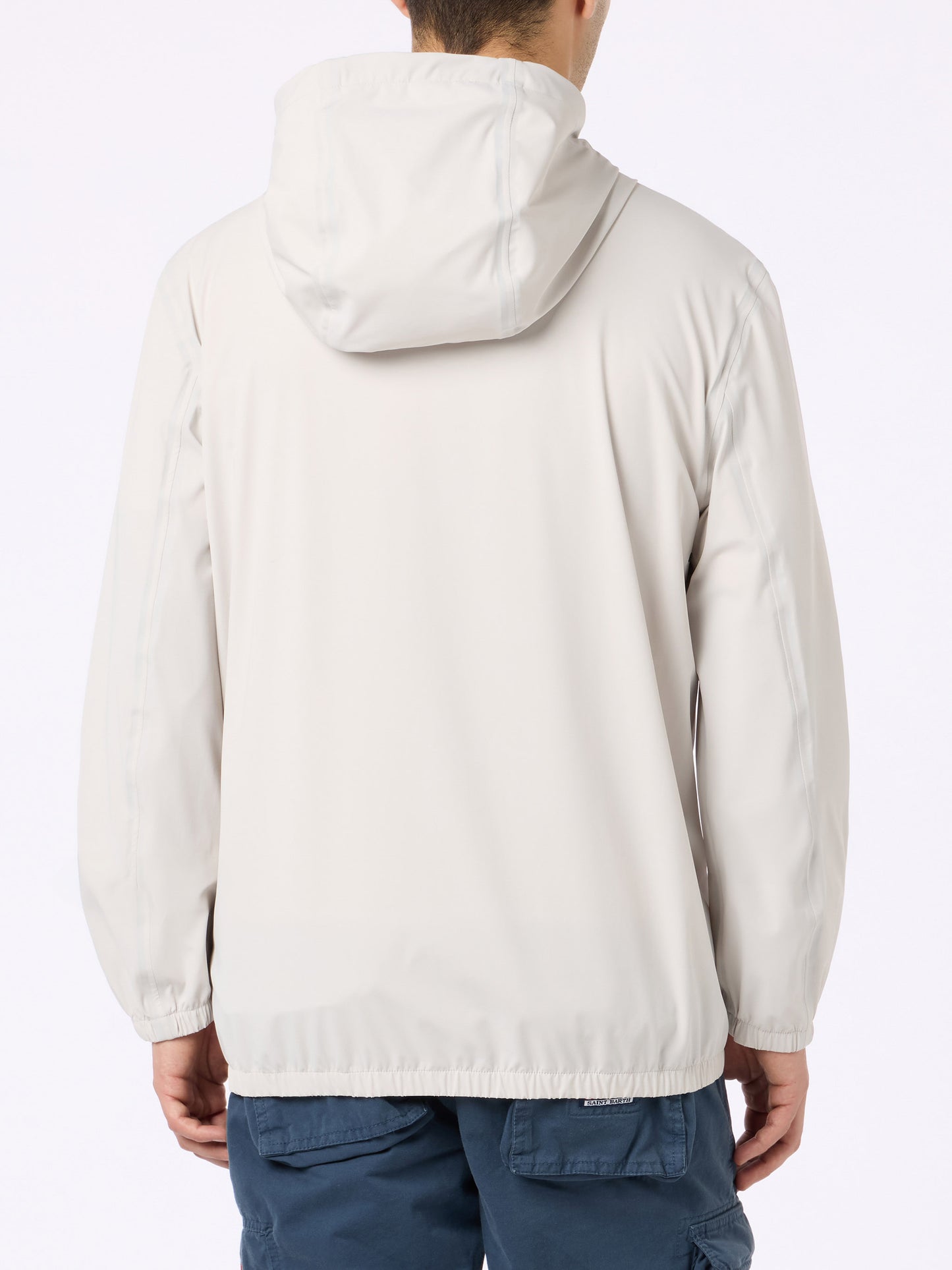 Man hooded lightweight ice white fabric windbreaker Sloop - MC2 Saint Barth