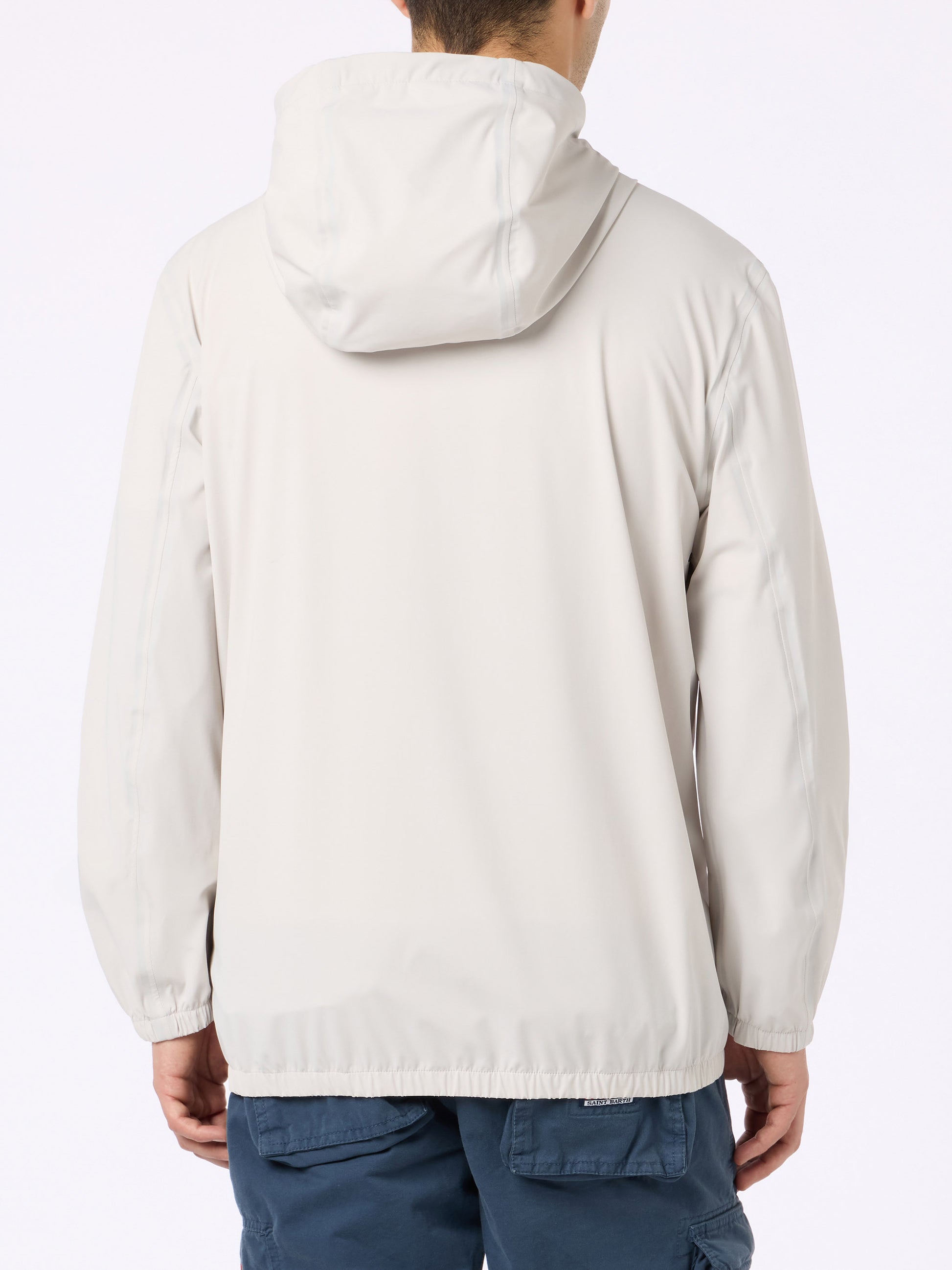 Man hooded lightweight ice white fabric windbreaker Sloop - MC2 Saint Barth