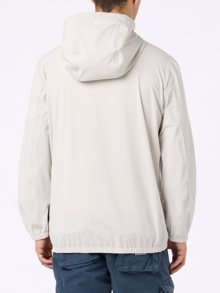 Man hooded lightweight ice white fabric windbreaker Sloop - MC2 Saint Barth