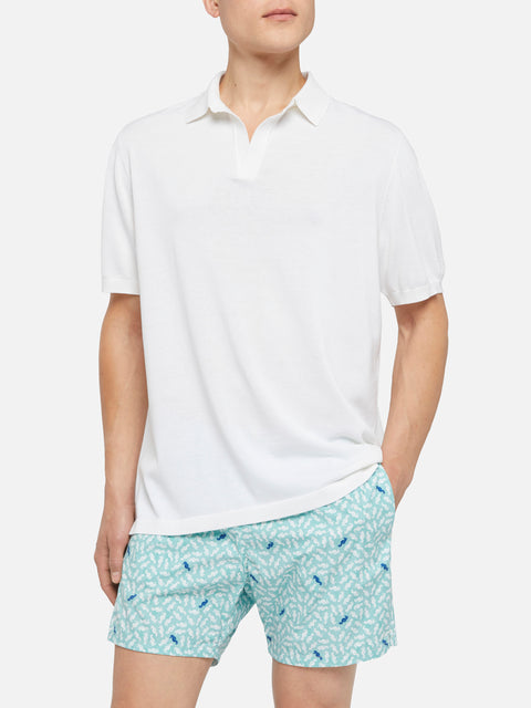 Sloan white silk cotton knitted polo shirt - MC2 Saint Barth