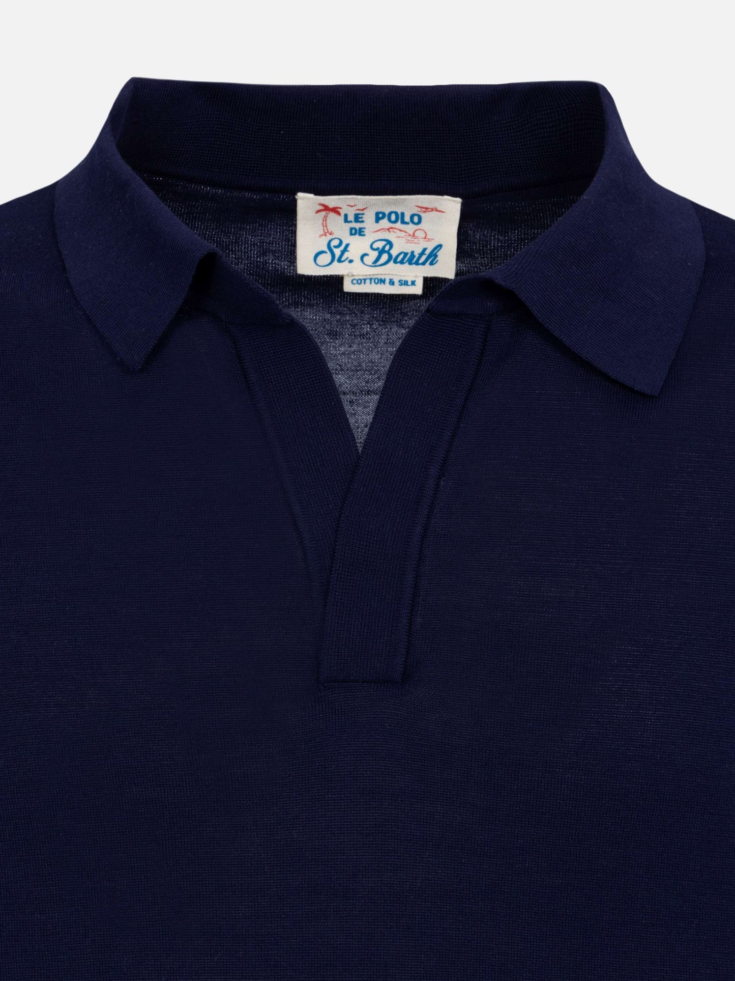 Sloan navy blue silk cotton knitted polo shirt - MC2 Saint Barth