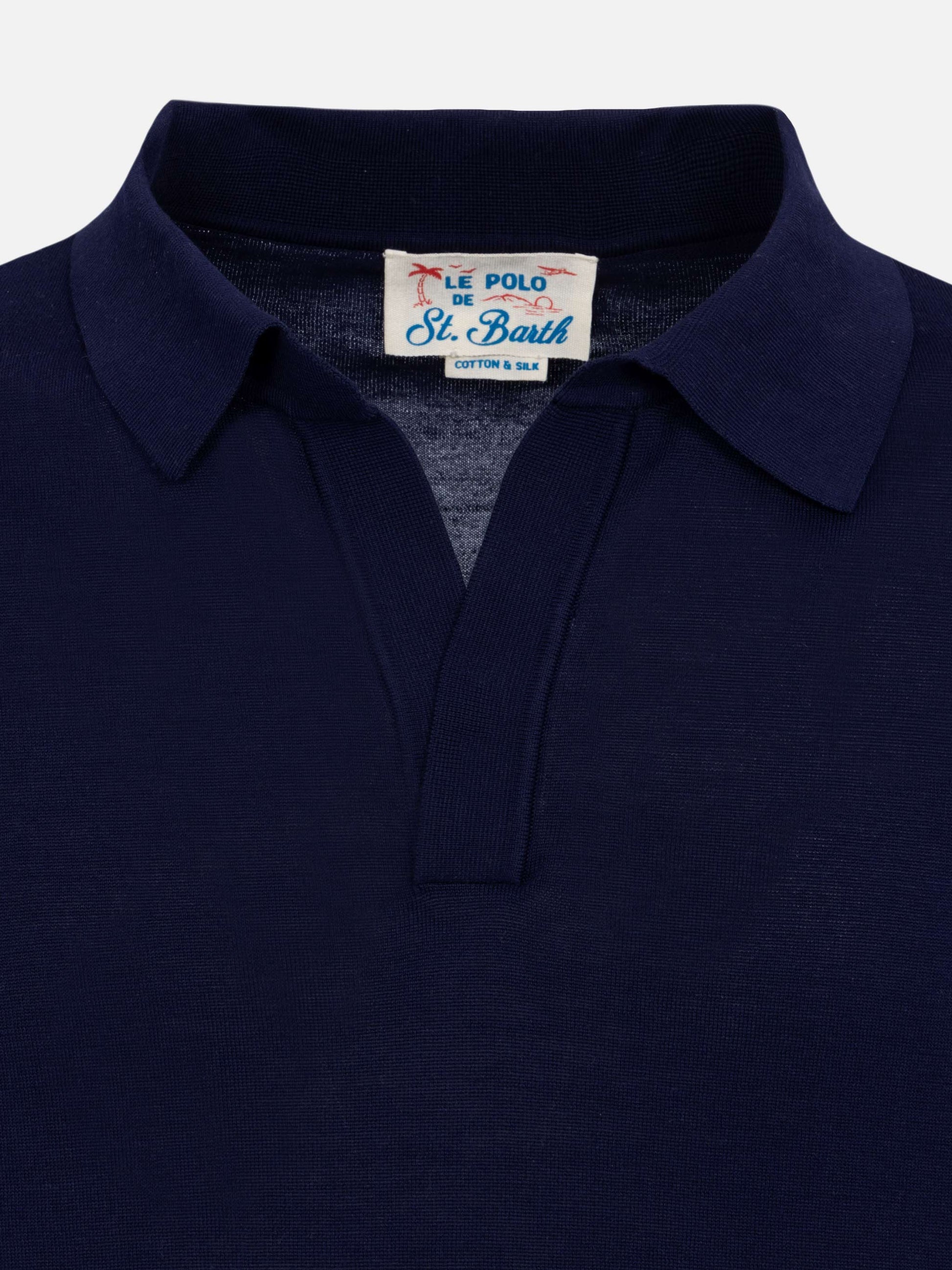 Sloan navy blue silk cotton knitted polo shirt - MC2 Saint Barth