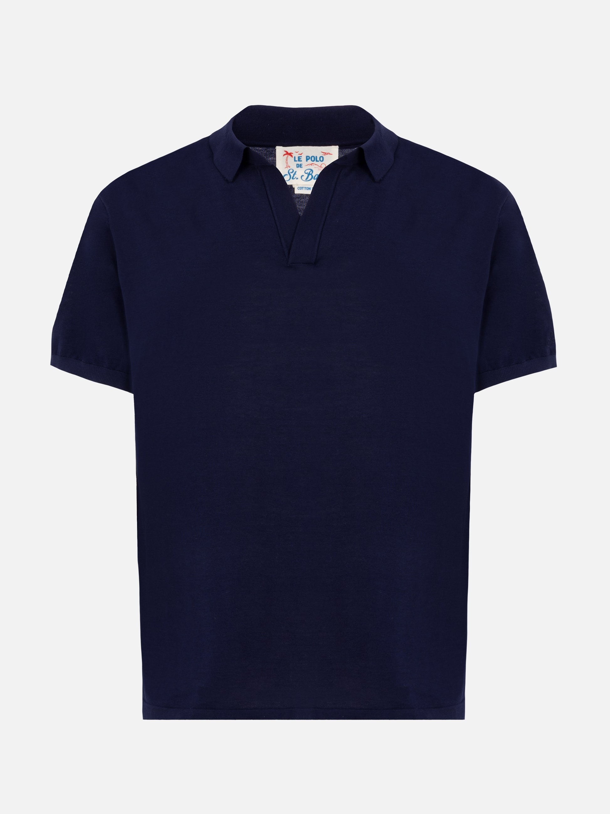 Sloan navy blue silk cotton knitted polo shirt - MC2 Saint Barth