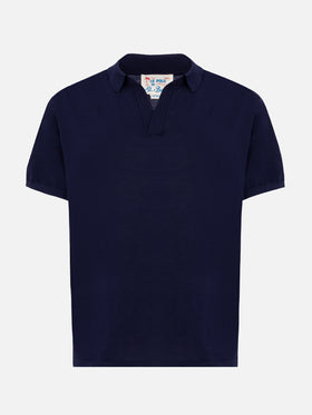 Sloan navy blue silk cotton knitted polo shirt - MC2 Saint Barth