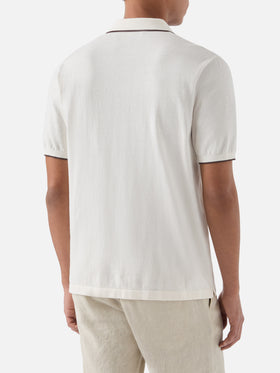 Sloan beige polo in premium high-twist cotton with contrast trims