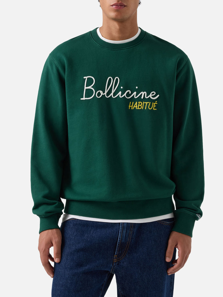 Green Soho cotton sweatshirt with Bollicine Habitué embroidery