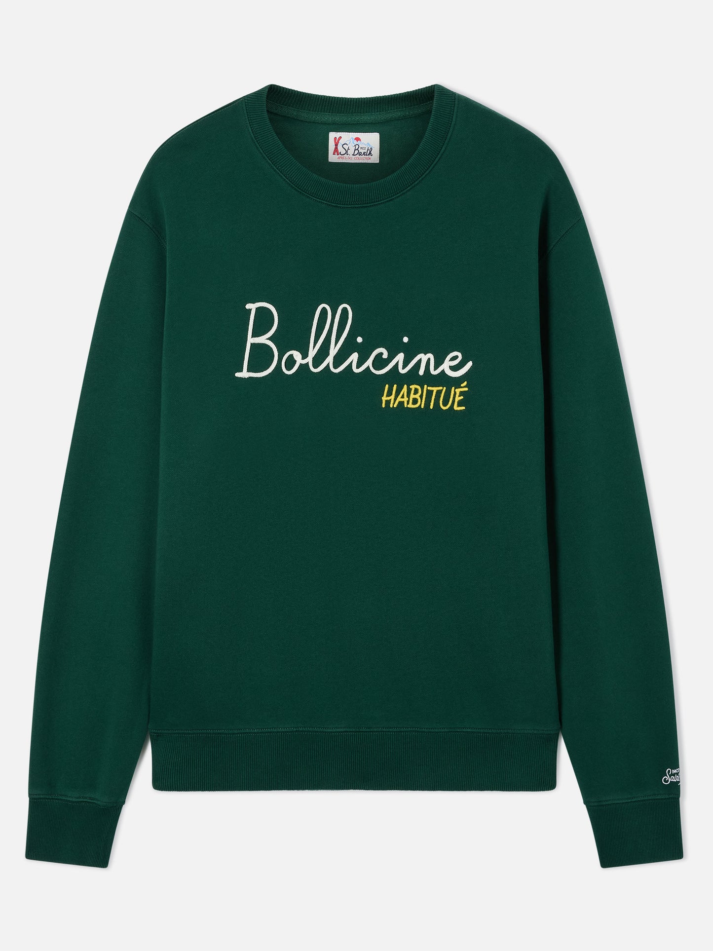 Sweat-shirt ras-du-cou Soho en coton vert avec broderie Bollicine Habitué 