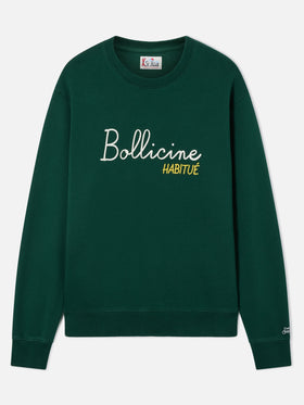 Sweat-shirt ras-du-cou Soho en coton vert avec broderie Bollicine Habitué 