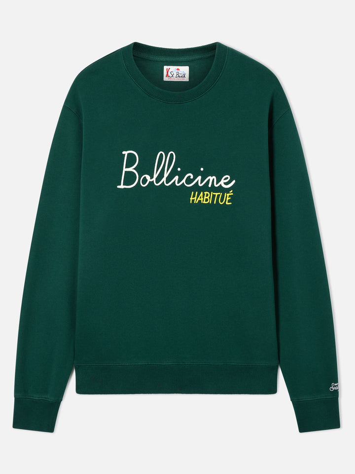 Sweat-shirt ras-du-cou Soho en coton vert avec broderie Bollicine Habitué 