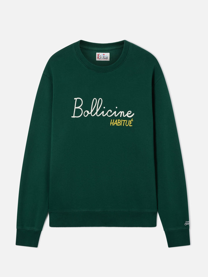 Sweat-shirt ras-du-cou Soho en coton vert avec broderie Bollicine Habitué 