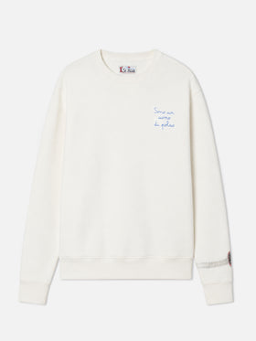 Soho Baumwoll-Sweatshirt in Weiß mit Armbanduhr-Print und Stickerei 