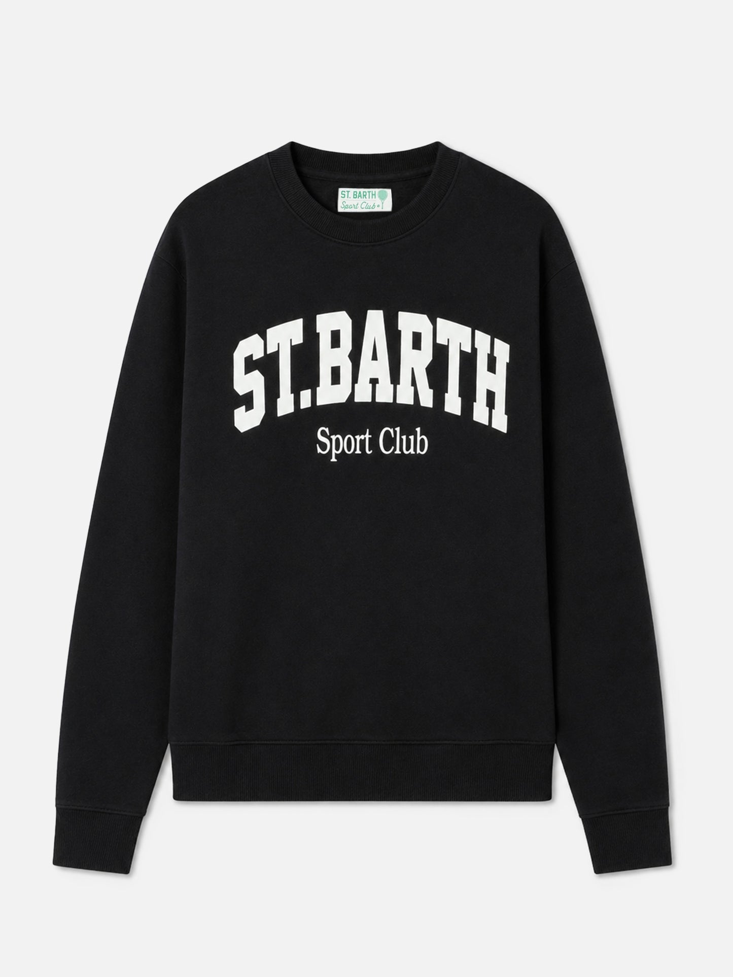 Felpa Soho in cotone nero con stampa St. Barth sport club